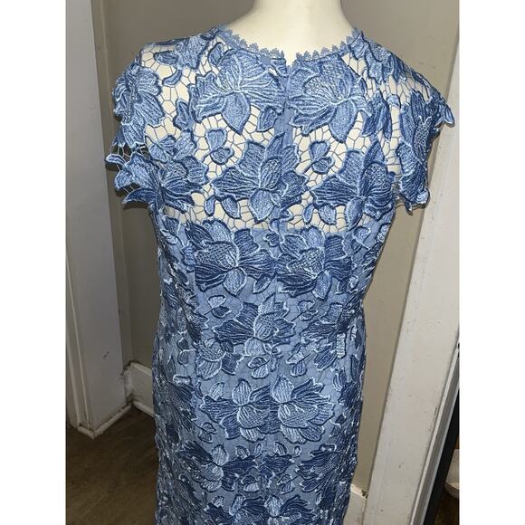 Shoshanna Midnight SZ 12 Raven Blue Cap Sleeve Lace Occasion Formal Gown NEW - Picture 7 of 10